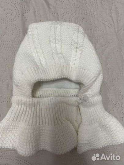 Шапка детская на новорожденного Журавлик со снудом