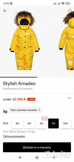 Зимний комбинезон 98 Stylish Amadeo
