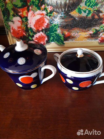 Чайник заварочный ссср,сахарница Кобальт