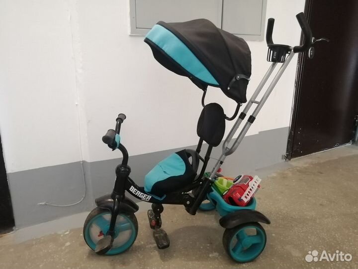 Велосипед-коляска детский трехколесный с ручкой