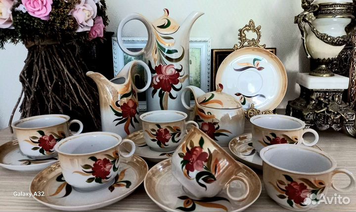 Сервиз чайный кофейный. Винтаж. Коростень