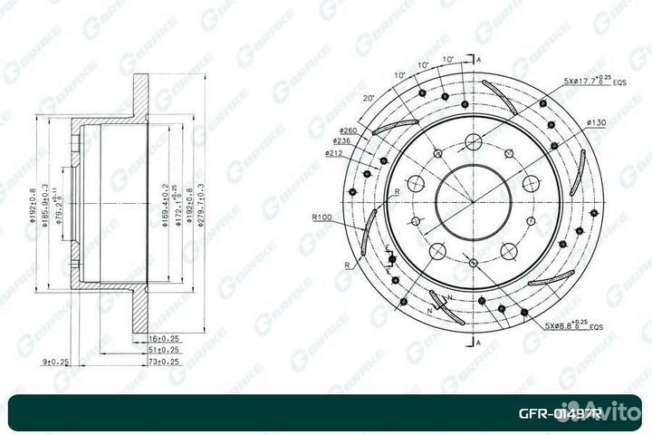 Диск тормозной перфорированный вентилируемый G