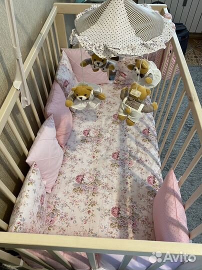 Детская кроватка, матрас, бортики