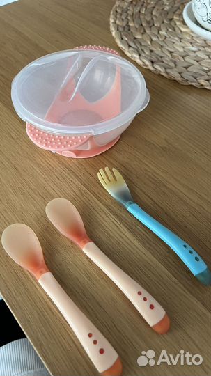 Тарелка детская на присоске (с вилкой и ложкой)