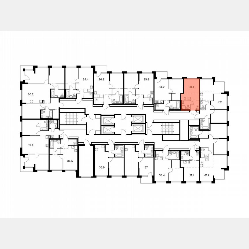 Квартира-студия, 20,4 м², 22/32 эт.