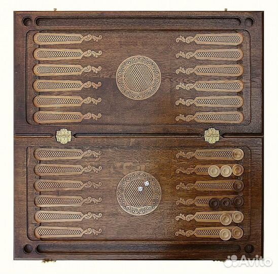 Нарды резные Двуглавый орел 62 х 62 см Бук Армения 62566