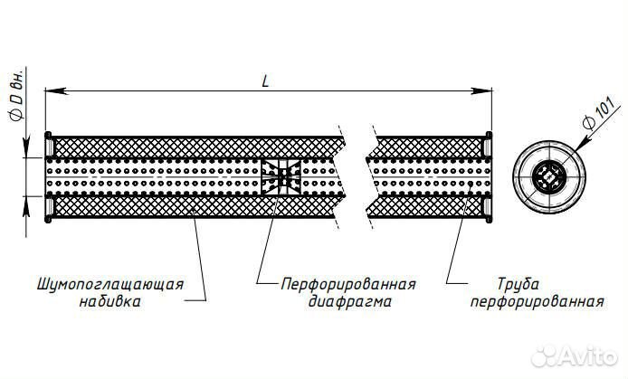 Глушитель универсальный (круглый) D101 EMM 3202