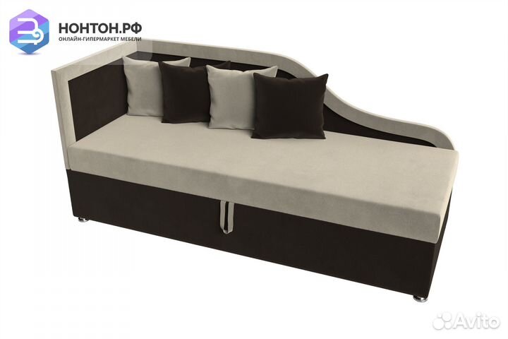 Детский диван Дюна микровельвет бежевый / коричнев