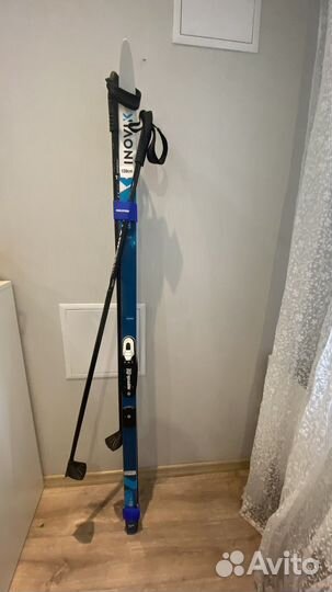 Беговые лыжи,палки,обувь