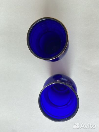 Ваза СССР цветное стекло cobalt