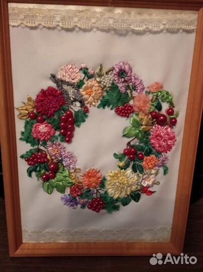 Картины вышитые атласными лентами