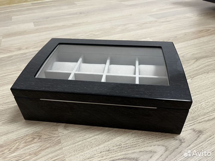 Шкатулка для наручных часов со стеклом black-2