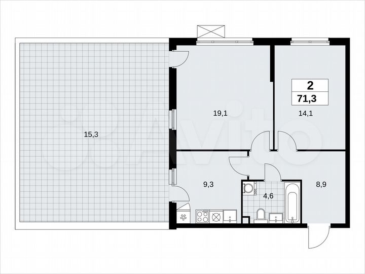 2-к. квартира, 71,3 м², 2/18 эт.