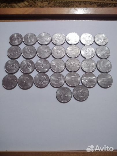 Монеты США 25центов, 28штатов