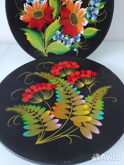 Деревянные расписные тарелки на стену