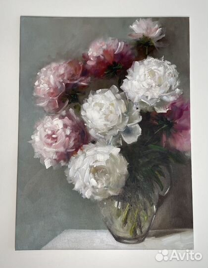 Картина масломПионы