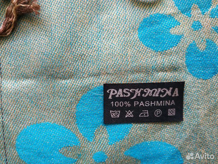 Палантин пашмина голубой