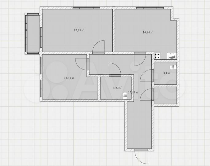 2-к. квартира, 73,1 м², 14/16 эт.