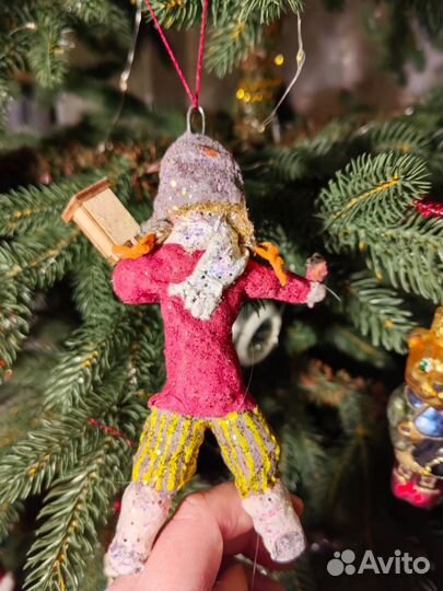 Ватная елочная игрушка ручная работа