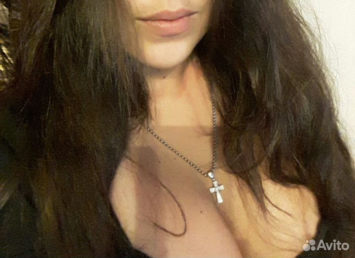 Цепочка, браслет, крест бриллианты белое золото