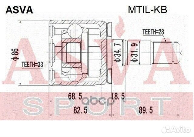 Шрус внутренний перед лев mtil-KB mtilkb asva