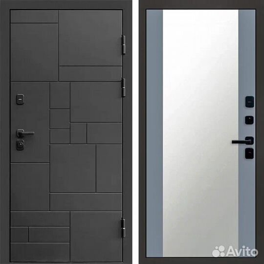 Дверь с зеркалом Квадро стальная