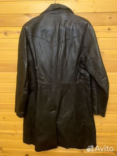 Винтажный мужской кожаный плащ
