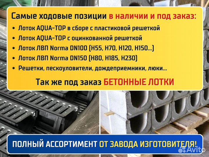 Пластиковые и бетонные лотки, ливневка, водоотвод