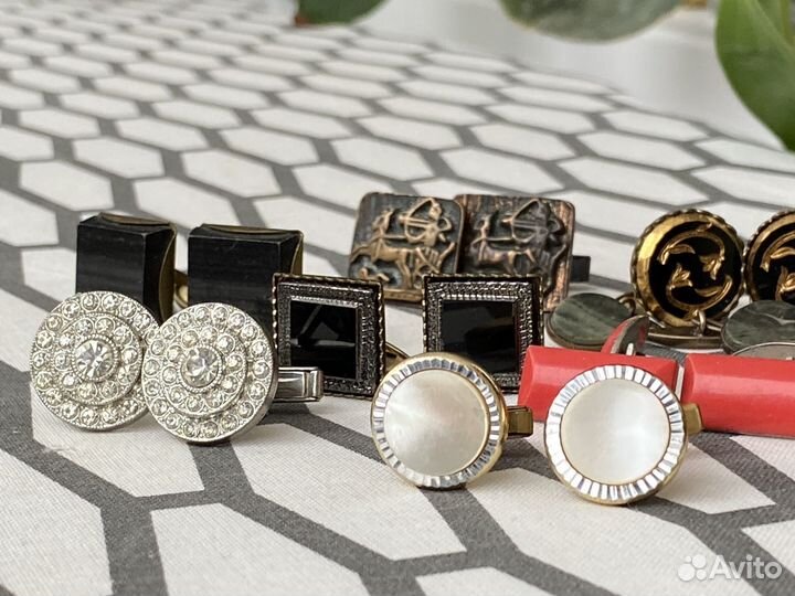 Запонки с камнем СССР винтаж