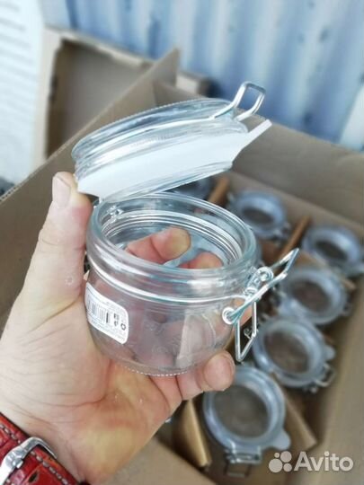 Банка стеклянная 250 мл. 60 шт. (бугельный замок)