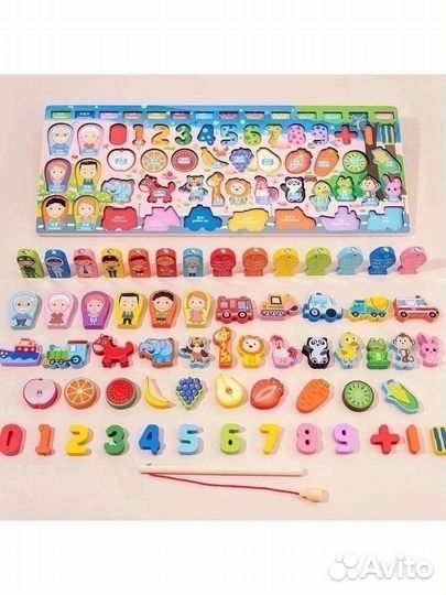 Магнитная рыбалка сортер деревянный