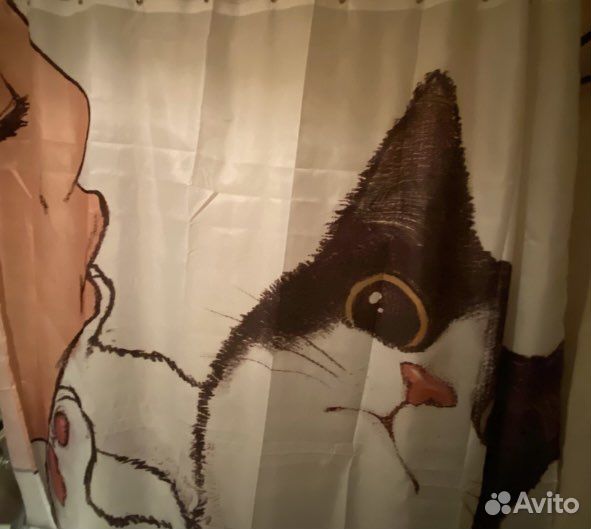 Штора для ванны кот на руках новая