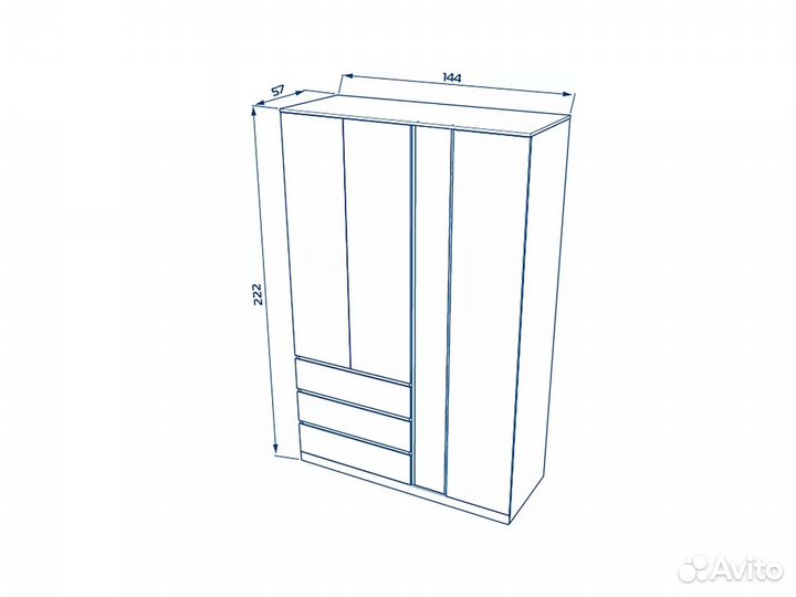 Шкаф икеа белый 4 двери 3ящика IKEA 144х222х57