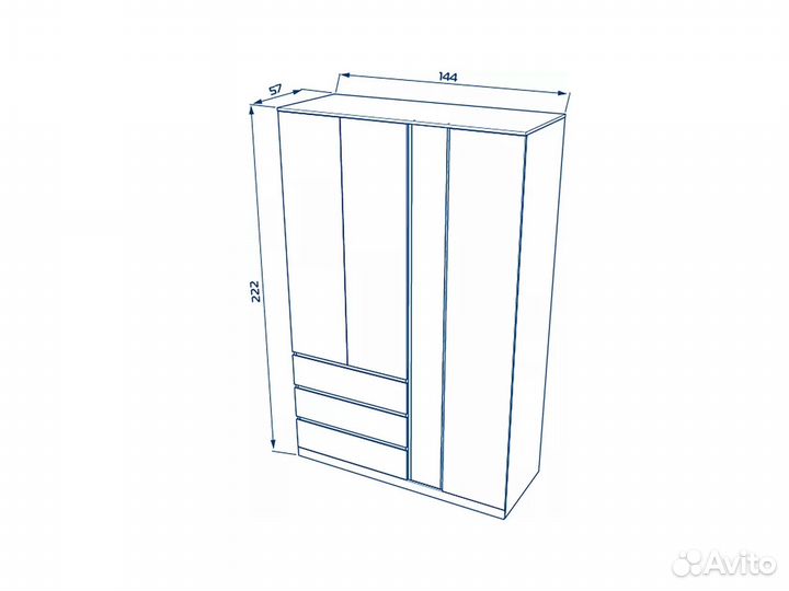 Шкаф икеа белый 4 двери 3ящика IKEA 144х222х57