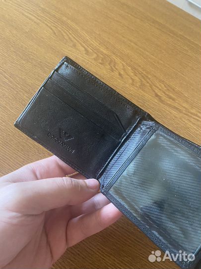 Мужской кошелек натуральная кожа giorgio armani
