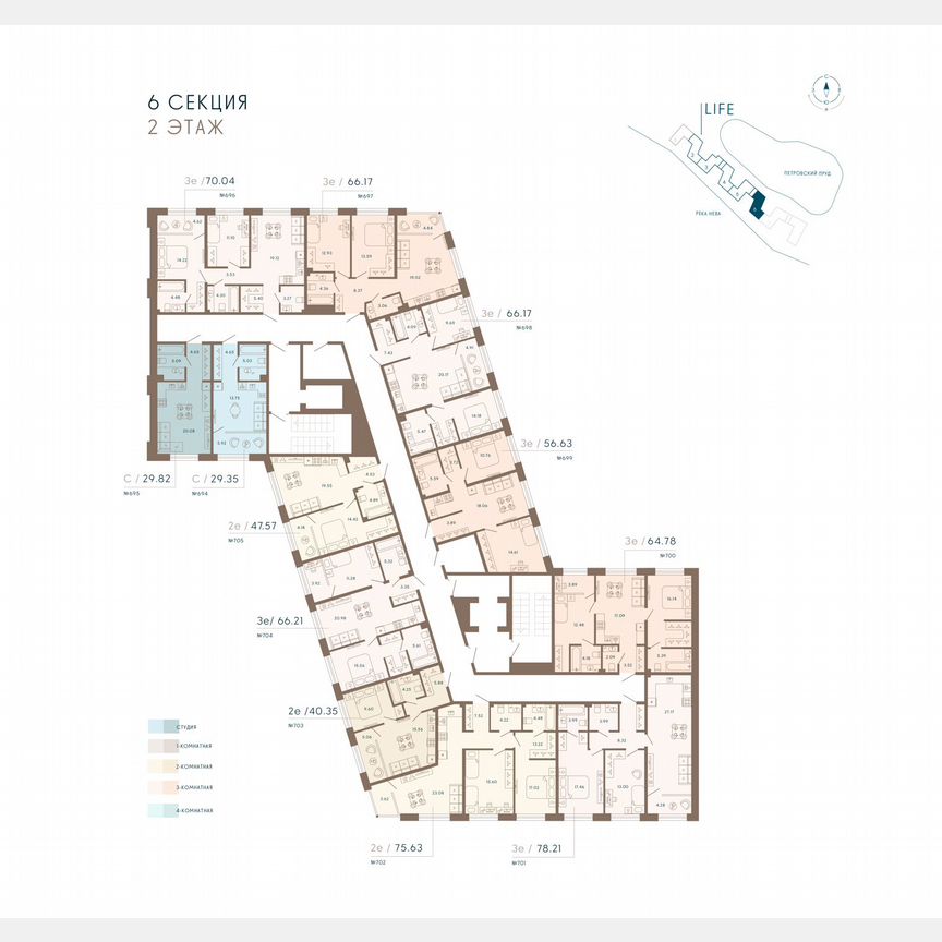2-к. апартаменты, 66,5 м², 2/8 эт.