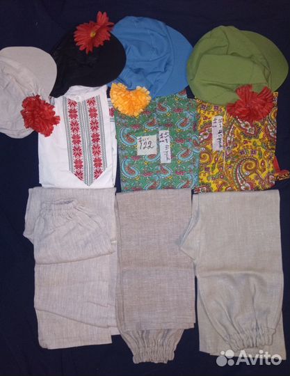 Русские народные костюмы на рост 122см,натур.ткани