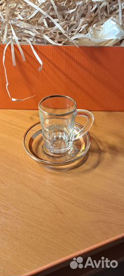 Чайные чашки с блюдцем стекло