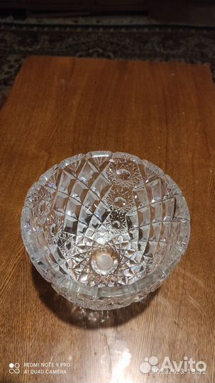 Салатник из толстого хрусталя СССР