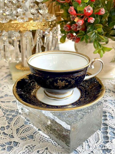 Винтаж Кофейная пара Reichenbach Кобальт ГДР