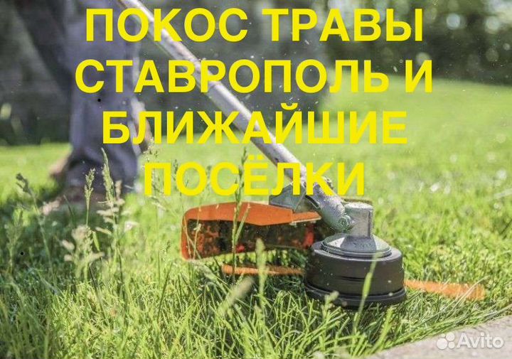 Покос травы триммером