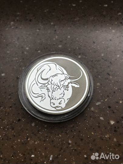 Монета Серебро 3 рубля 2009г Бык (Год Быка)