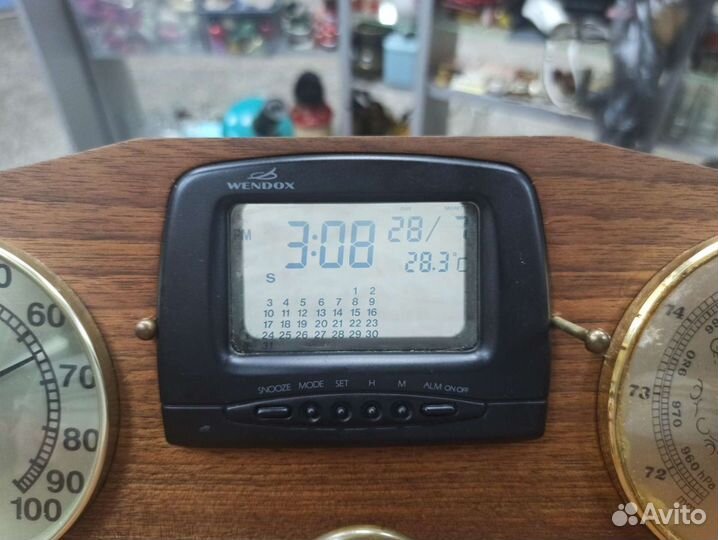 Деревянный Органайзер Часы Барометр Гигрометр 2000