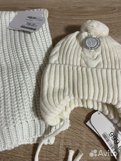 Новая зимняя шапка шарф комплект на девочку 50-52