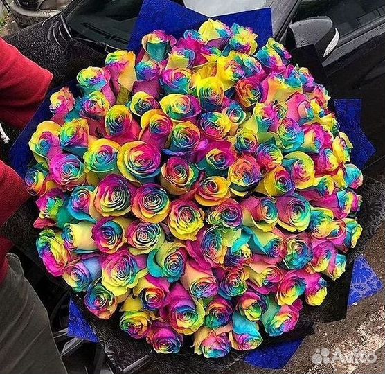 Доставка букетов и цветов. Радужные розы