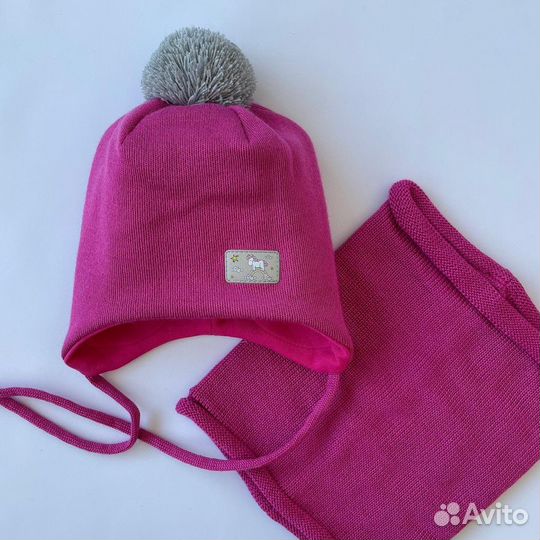 Комплект шапка, шарф, снуд новый демисезонные