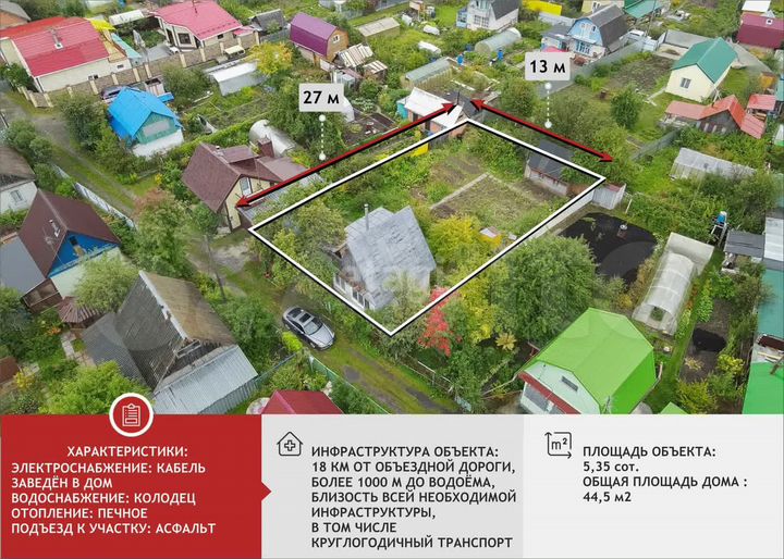 Дача 44,5 м² на участке 5,4 сот.