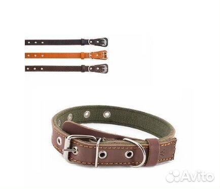 Бим вм41028 Ошейник кожа с брезентом безразмерный