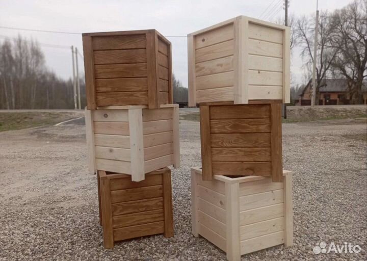 Деревянные кашпо для цветов и растений