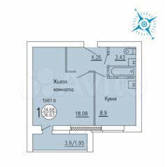 1-к. квартира, 36,6 м², 3/3 эт.